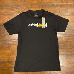NWT Celebrate It Adult Black Short Sleeve Tee  "Comm-unity" slogan 100% Cotton